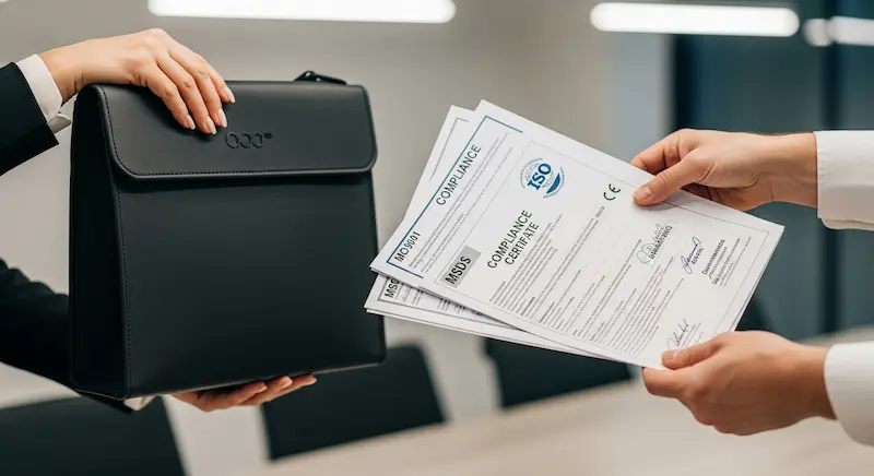 Illustration of documents used when reviewing a bag supplier